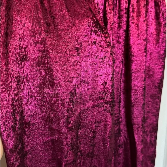 Elegant Deep Purple Fuchsia Pink Metallic Women's Jogger Pants - Picture 2 of 7